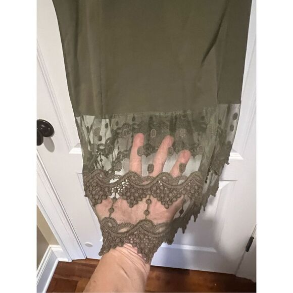 Kathleen Kirkwood Olive Green Tank Top lace bottom - Picture 2 of 5